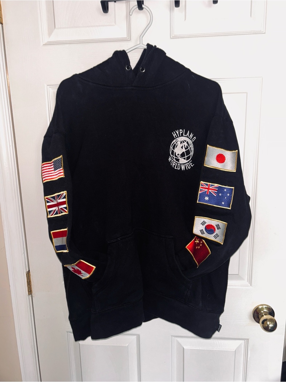 Hypland Worldwide Flag Sleeve Hoodie Black XL Streetwear